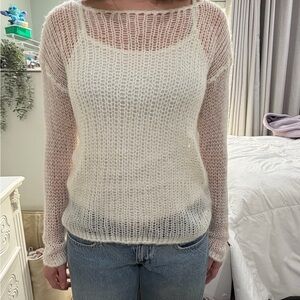 Brandy melville mesh like sweater cream